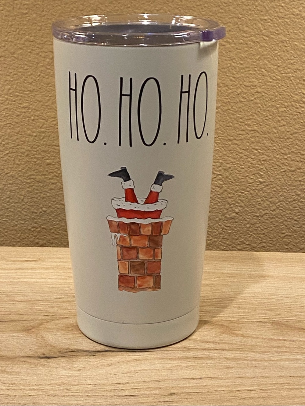 RAE DUNN (black/ivory)  HO HO HO Chimney  Tumbler with 17 Oz Christmas theme NEW
